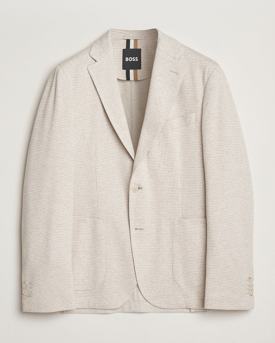 Herre | Dressjakker | BOSS BLACK | Hanry Cotton Pepita Blazer Medium Beige