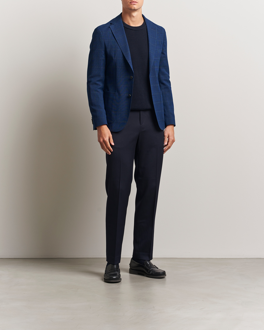 Herre | Dressjakker | BOSS BLACK | Hanry Wool Checked Blazer Dark Blue