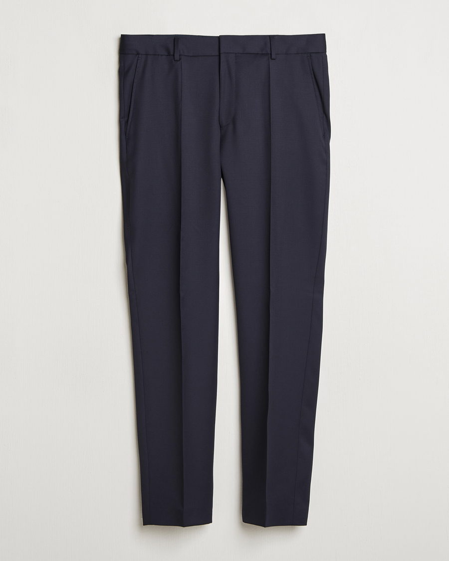 Herre | Bukser | BOSS BLACK | Perin Pleated Trousers Dark Blue