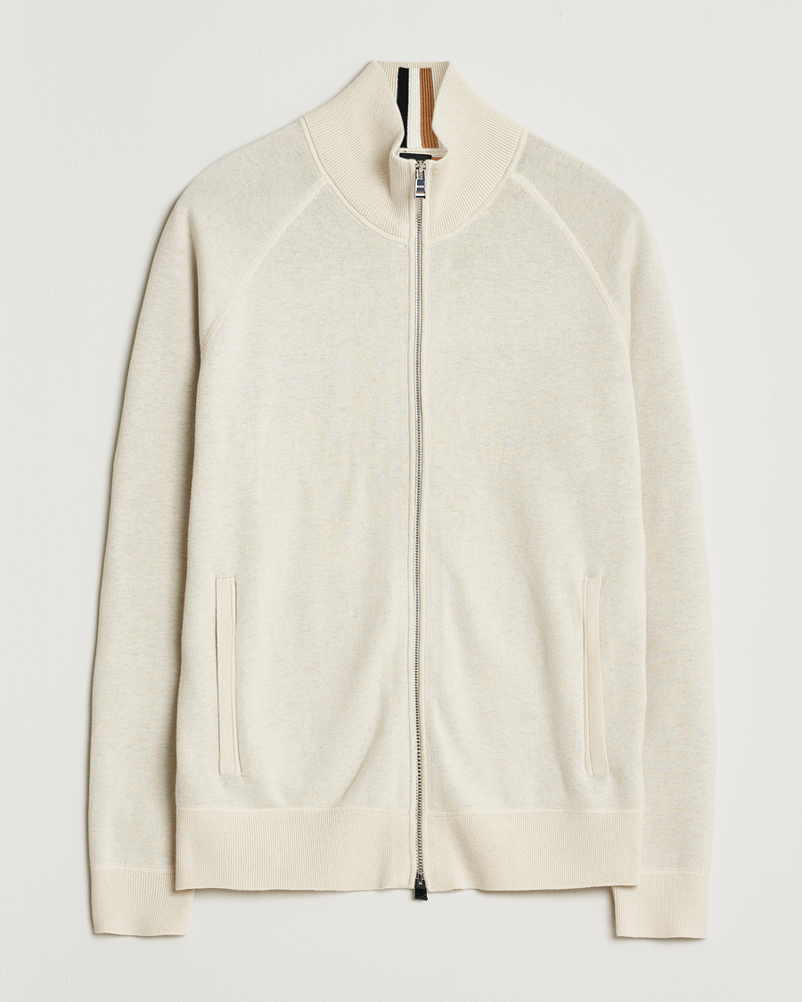 Herre | Gensere | BOSS BLACK | Idino Knitted Full Zip Open White