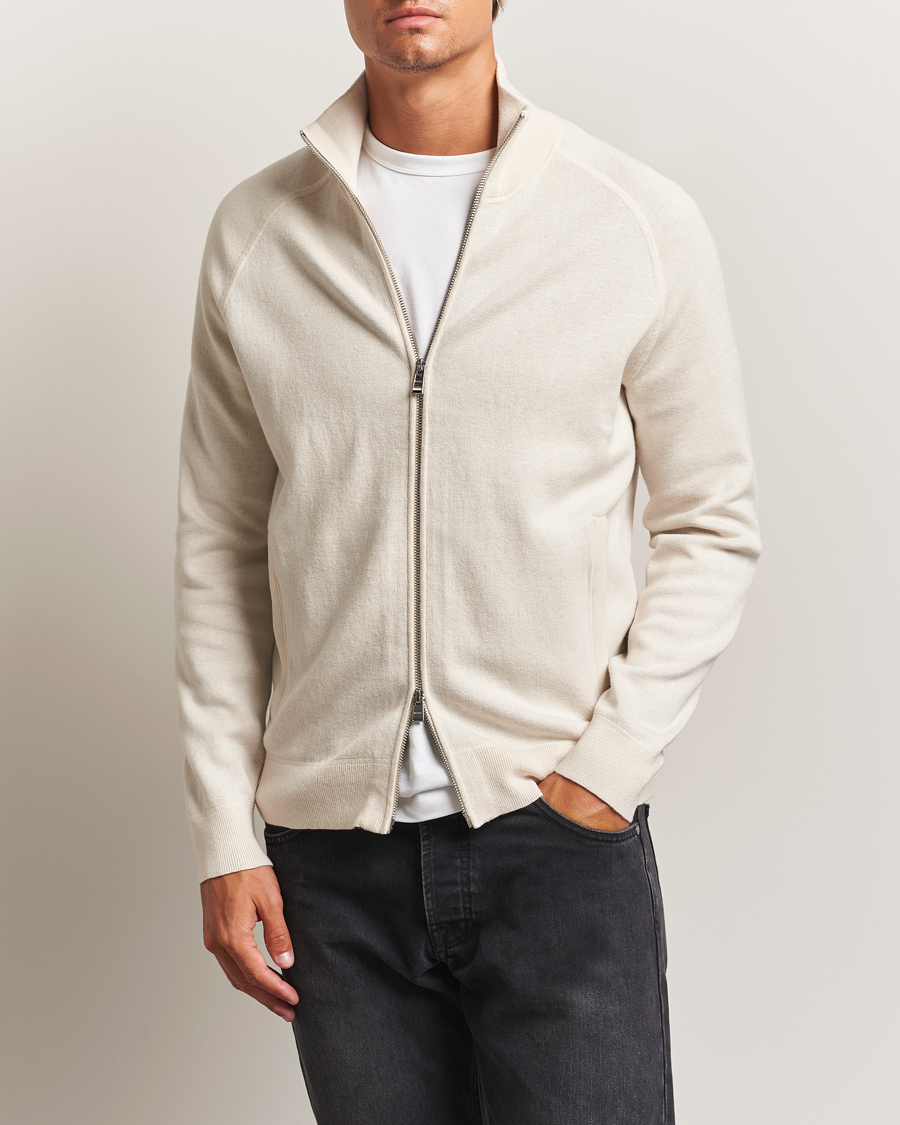 Herre | Gensere | BOSS BLACK | Idino Knitted Full Zip Open White
