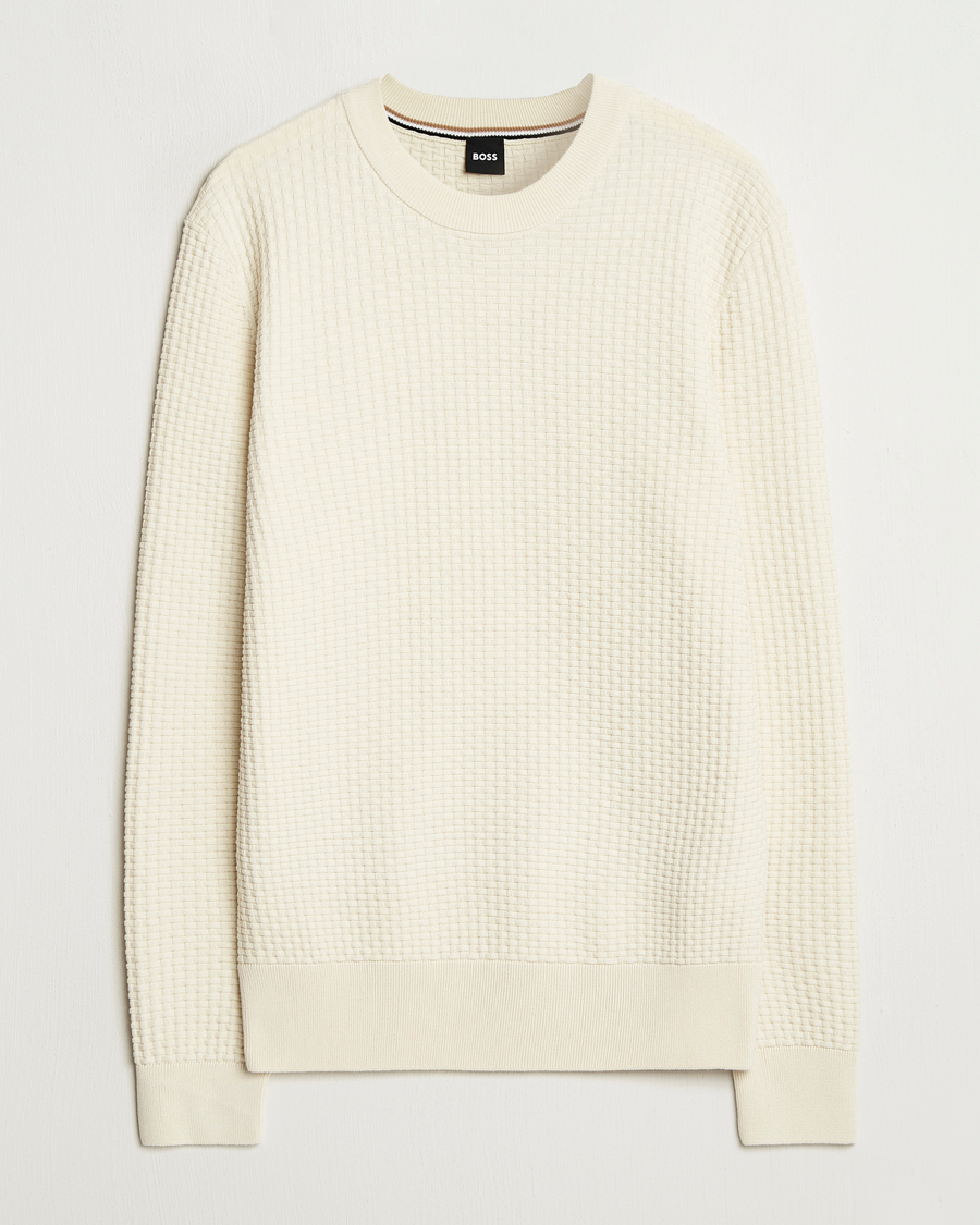 Herre | Gensere | BOSS BLACK | Imberto Structured Knitted Sweater Open White