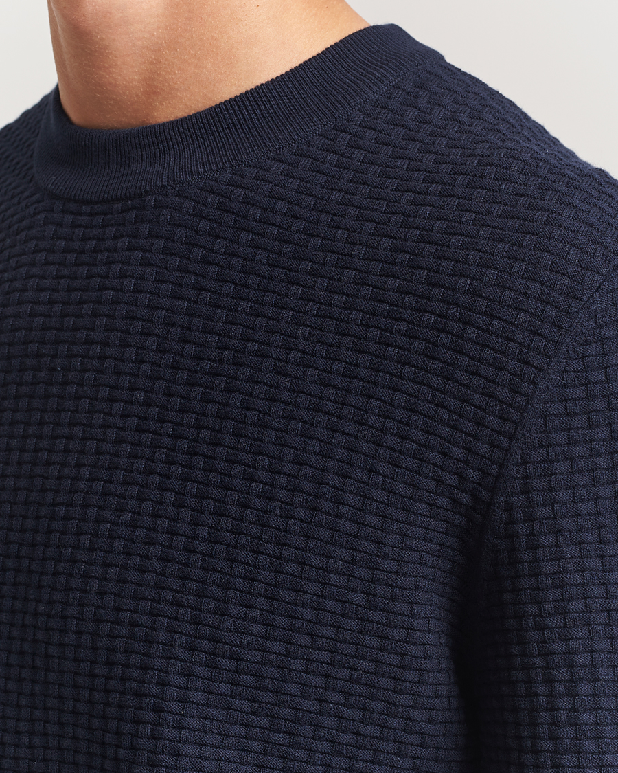 Herre | Gensere | BOSS BLACK | Imberto Structured Knitted Sweater Dark Blue