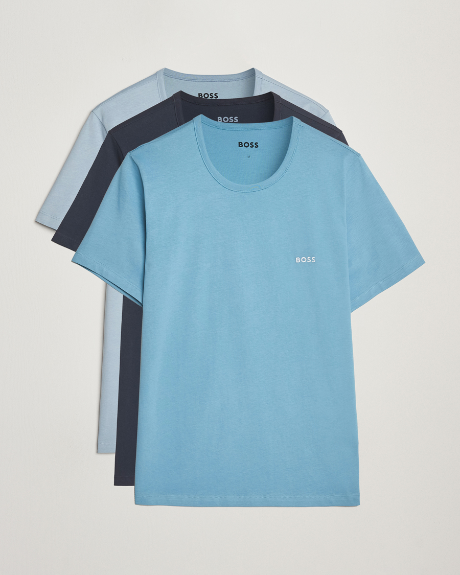 Herre | T-Shirts | BOSS BLACK | 3-Pack Crew Neck T-Shirt Blue/Aqua/Navy