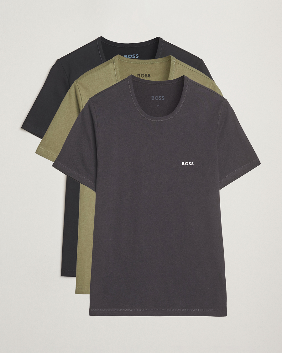 Herre | T-Shirts | BOSS BLACK | 3-Pack Crew Neck T-Shirt Grey/Green/Black