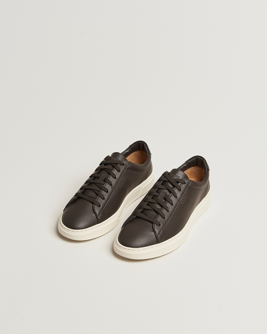 Herre | Sneakers | BOSS BLACK | Kieran Grained Leather Sneaker Dark Brown