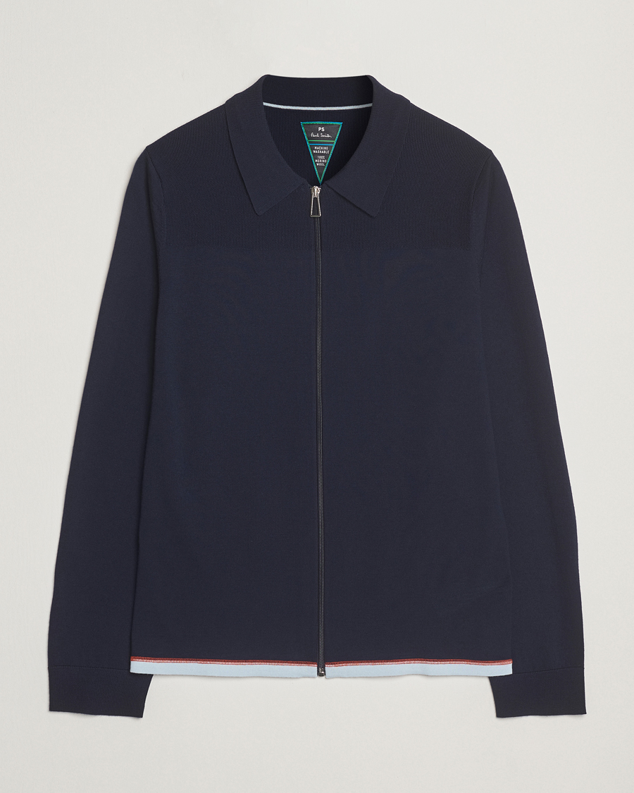 Herre | Gensere | PS Paul Smith | Merino Knitted Full Zip Navy