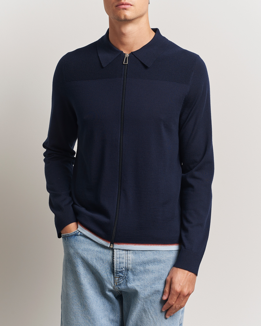 Herre | Gensere | PS Paul Smith | Merino Knitted Full Zip Navy