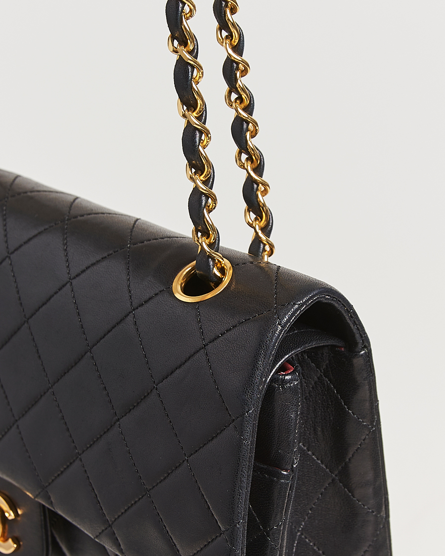 Herre | Chanel Pre-Owned Classic Double Flap Medium Lambskin Black | Chanel Pre-Owned | Classic Double Flap Medium Lambskin Black