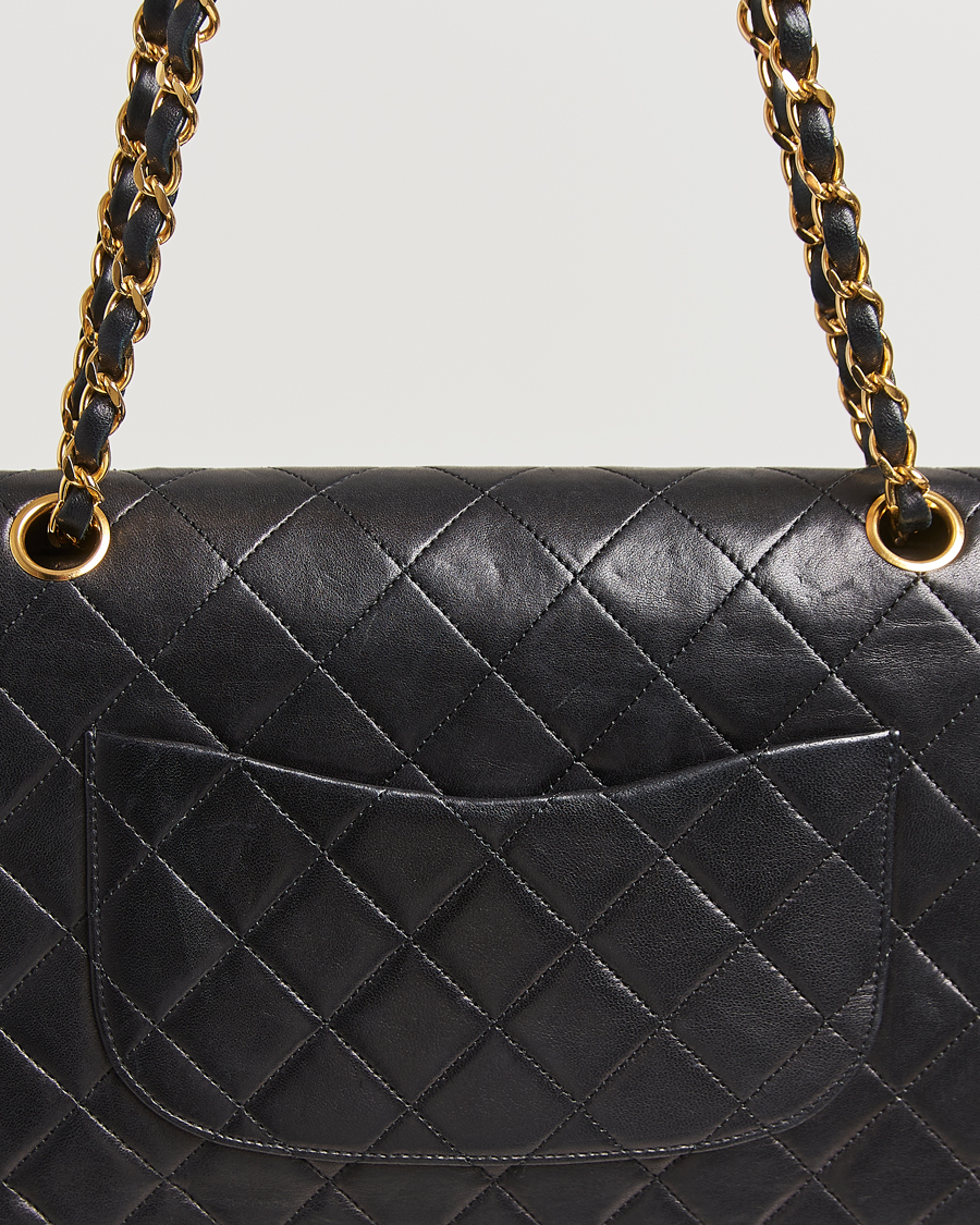 Herre | Chanel Pre-Owned Classic Double Flap Medium Lambskin Black | Chanel Pre-Owned | Classic Double Flap Medium Lambskin Black