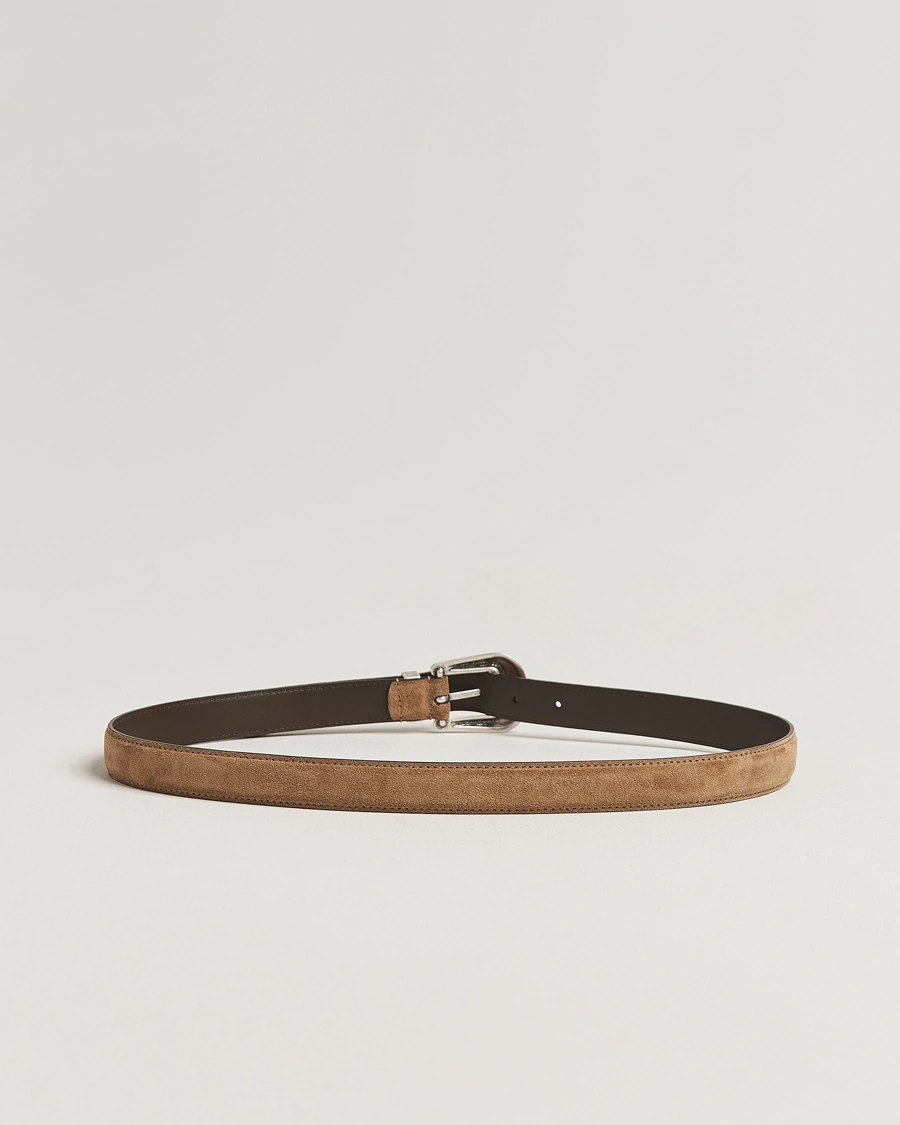 Herre | Belter | Anderson's | Western Suede Belt 2,5 cm Taupe