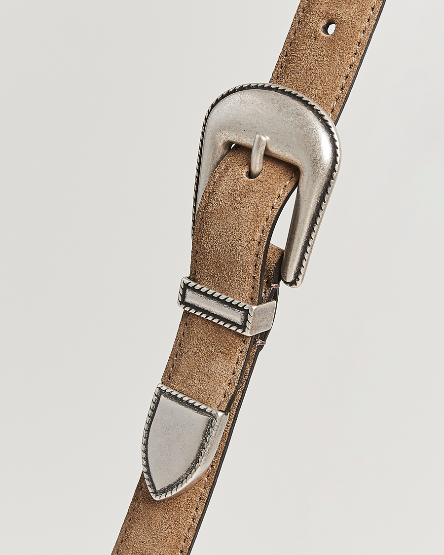 Herre | Belter | Anderson's | Western Suede Belt 2,5 cm Taupe