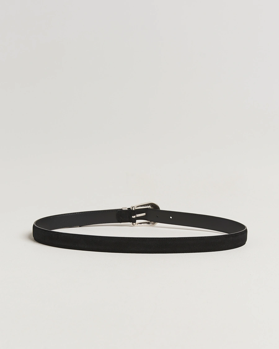 Herre | Belter | Anderson's | Western Suede Belt 2,5 cm Black
