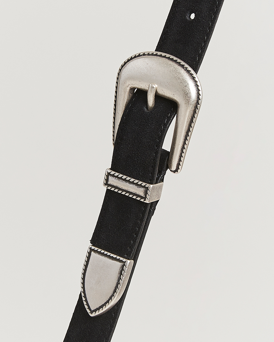 Herre | Belter | Anderson's | Western Suede Belt 2,5 cm Black