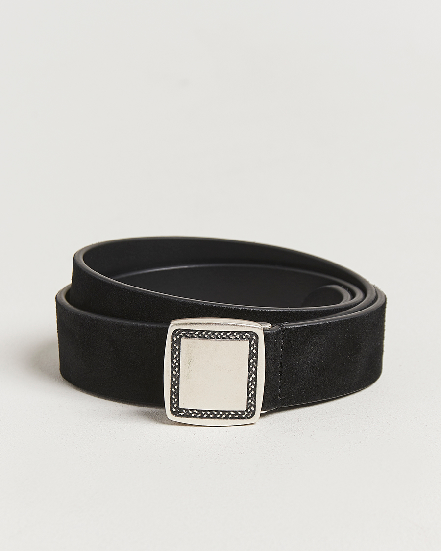 Herre | Belter | Anderson's | Suede Buckle Belt 3cm Black