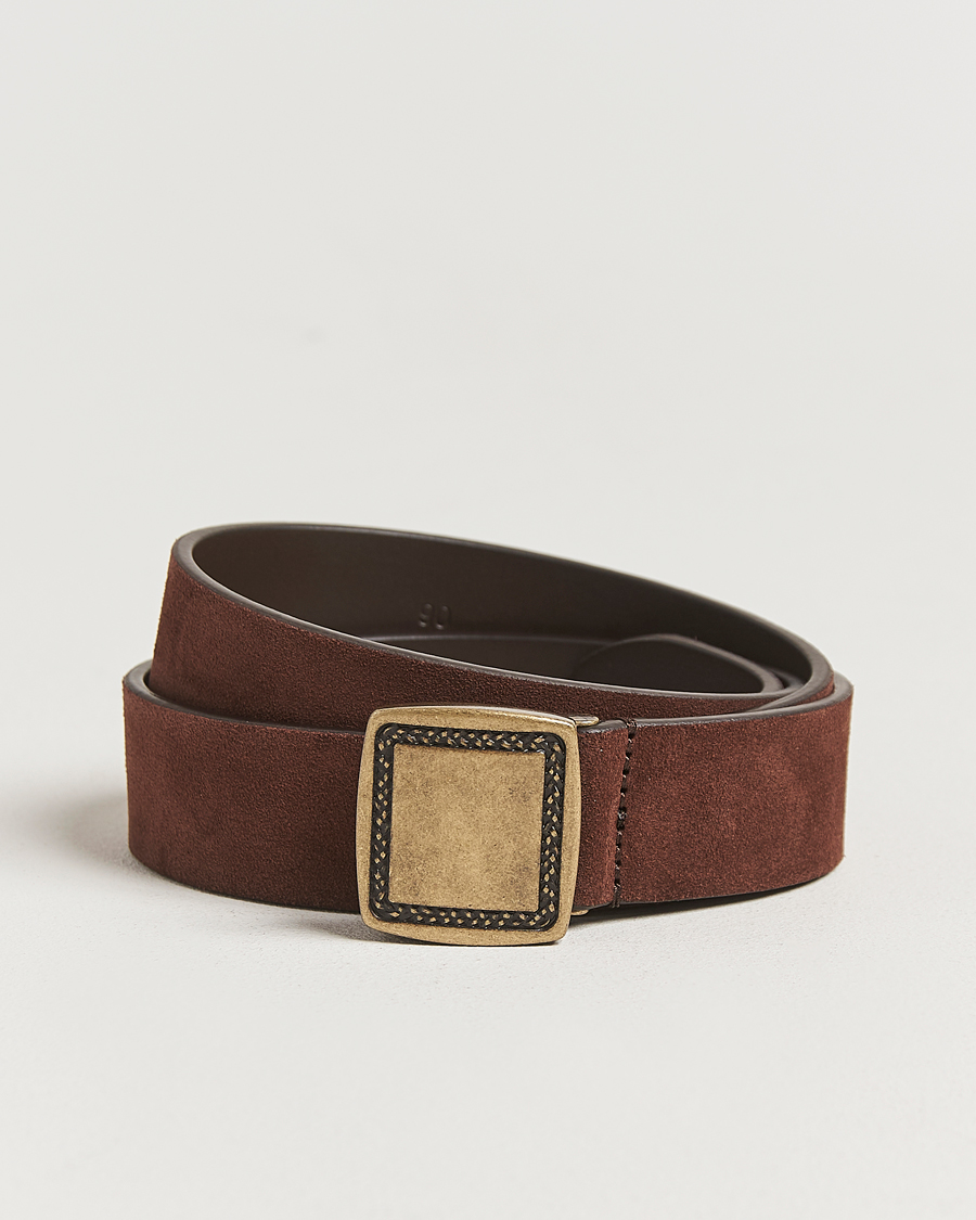 Herre | Belter | Anderson's | Suede Buckle Belt 3cm Dark Brown