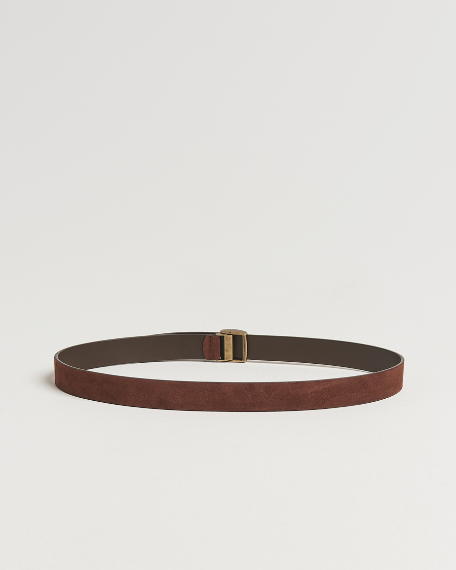 Herre | Belter | Anderson's | Suede Buckle Belt 3cm Dark Brown