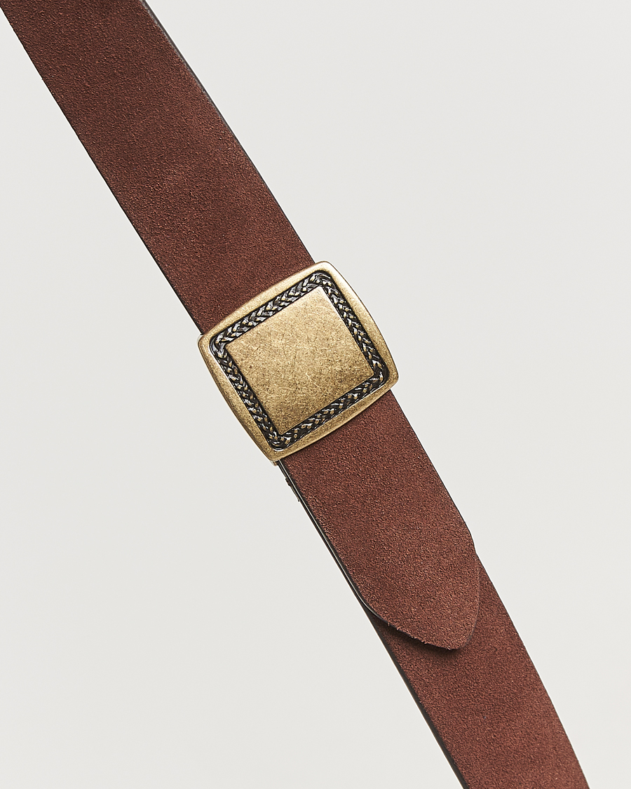 Herre | Belter | Anderson's | Suede Buckle Belt 3cm Dark Brown