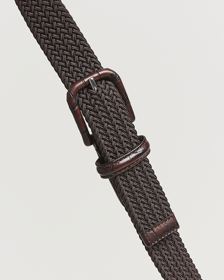 Herre | Belter | Anderson's | Stretch Woven Leather Buckle 3 cm Belt Brown