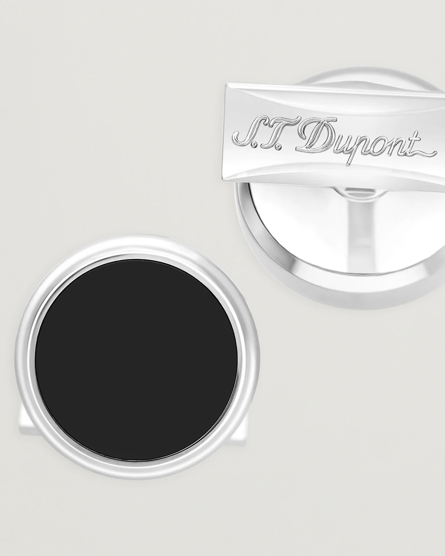 Herre | Mansjettknapper | S.T. Dupont | Cufflink Round Black/Pall Silver