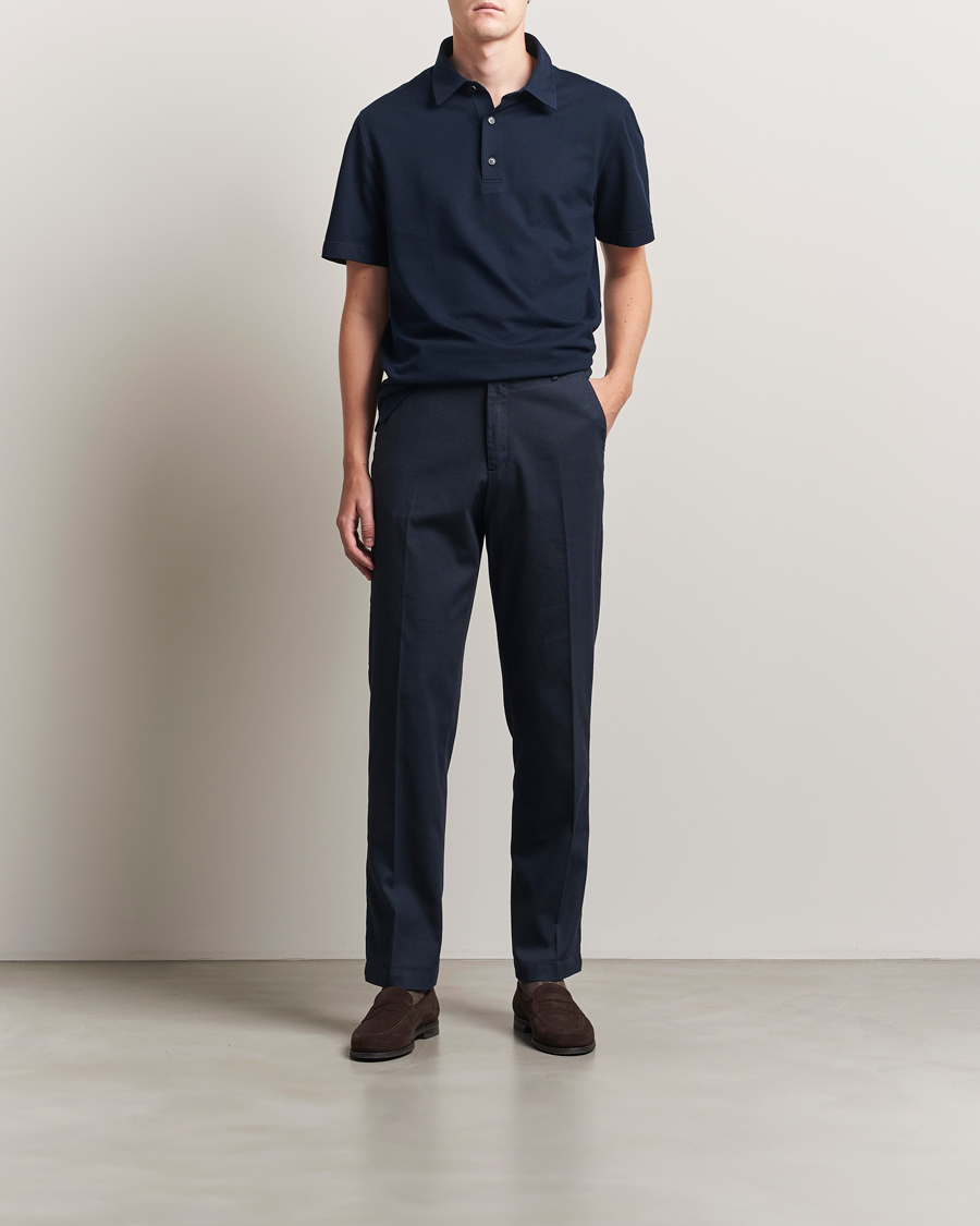 Herre | Pikéer | Brioni | Short Sleeve Polo Piquet Navy
