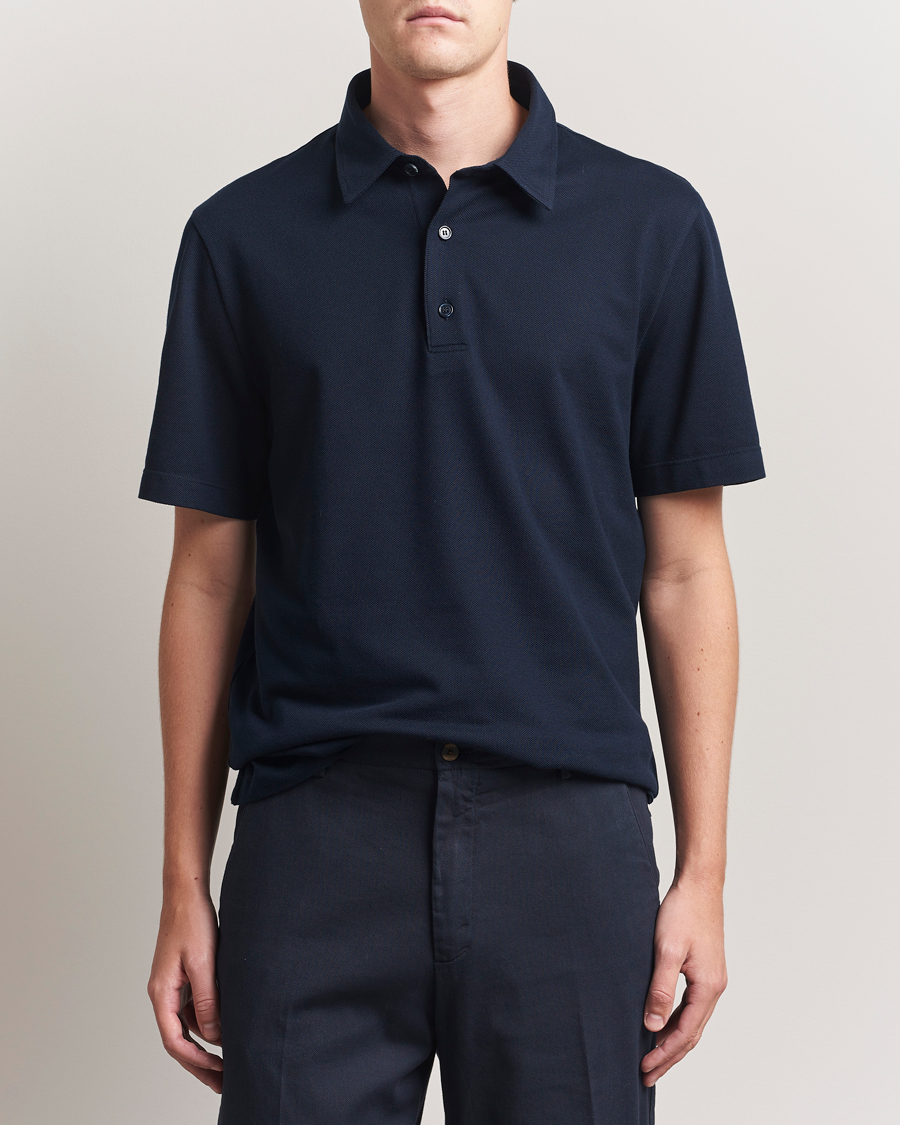 Herre | Pikéer | Brioni | Short Sleeve Polo Piquet Navy