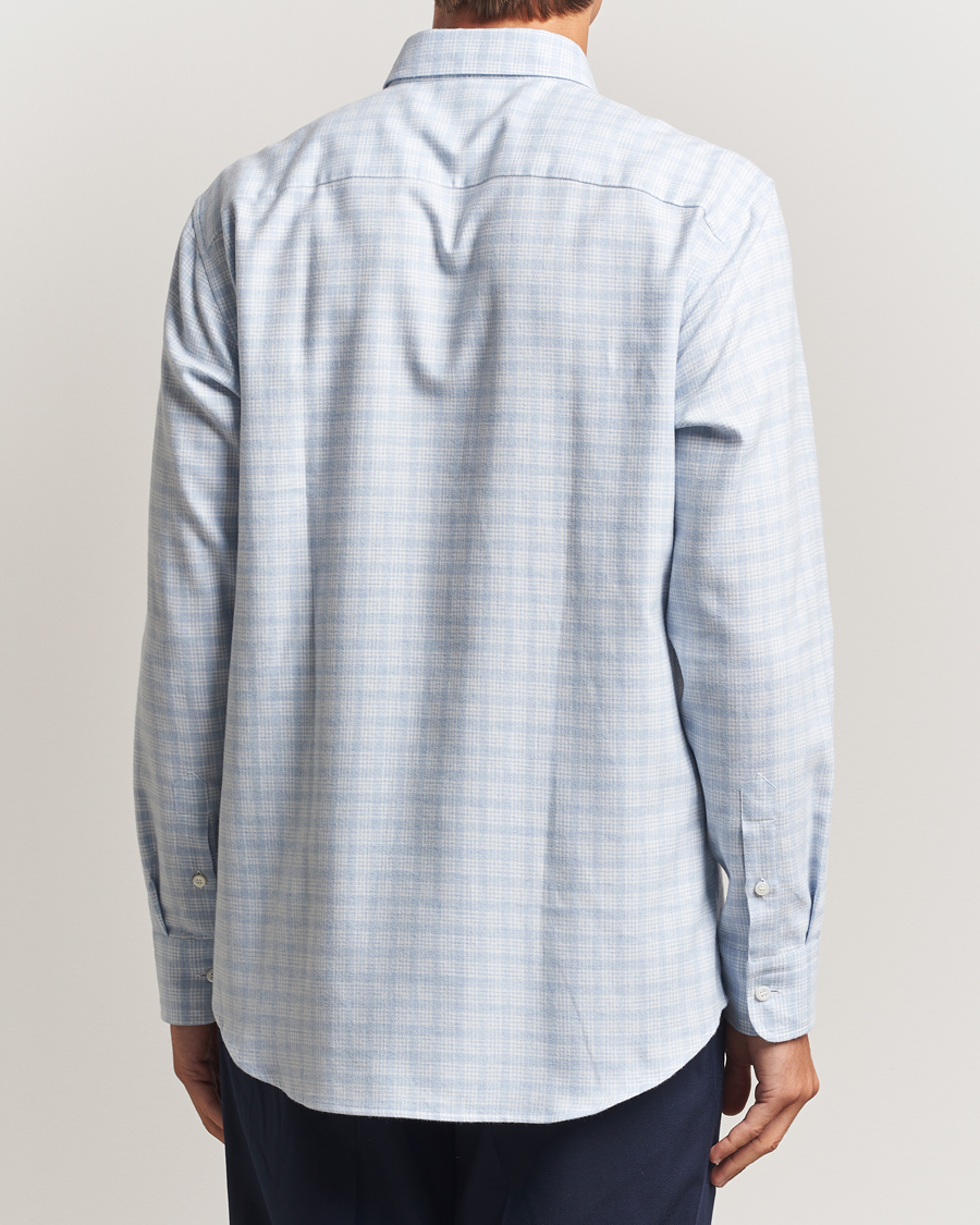 Herre | Skjorter | Brioni | Check Flannel Shirt Light Blue