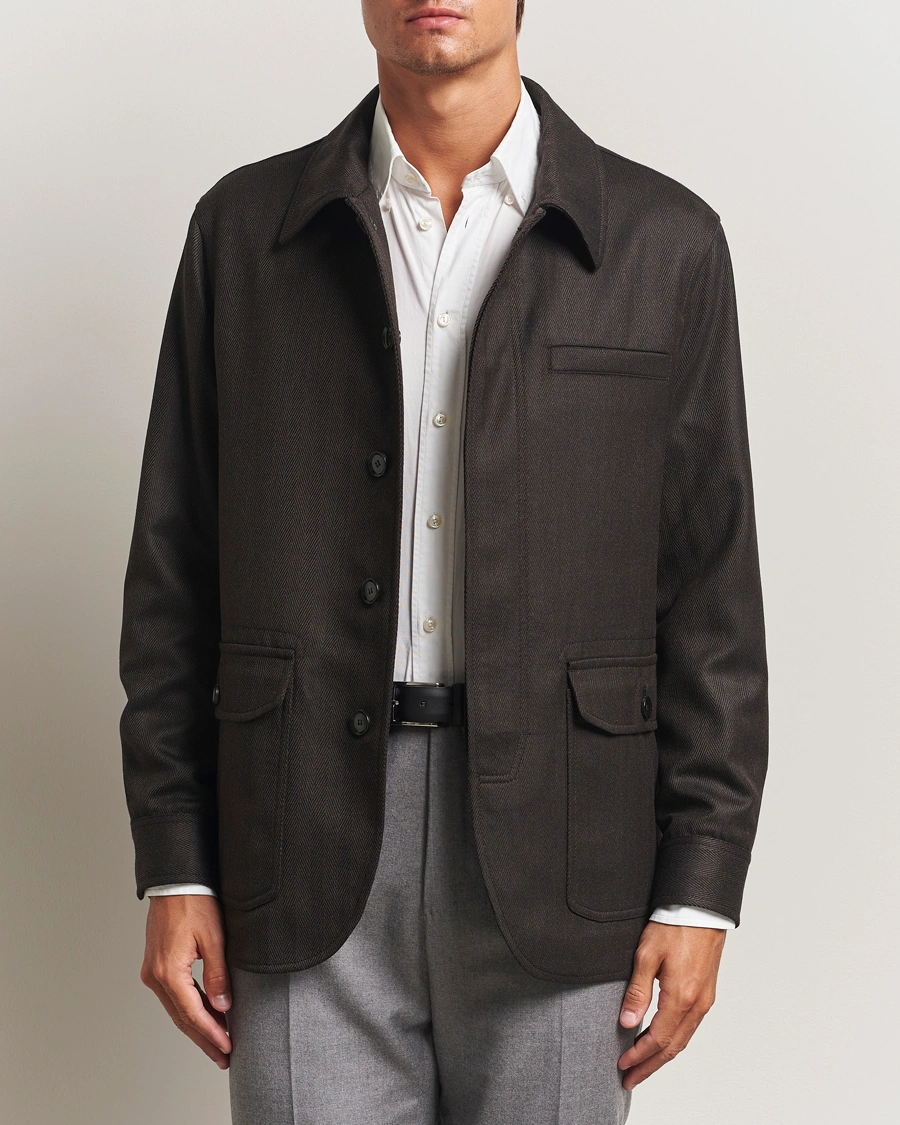 Herre | Jakker | Brioni | Herringbone Hunting Jacket Dark Brown