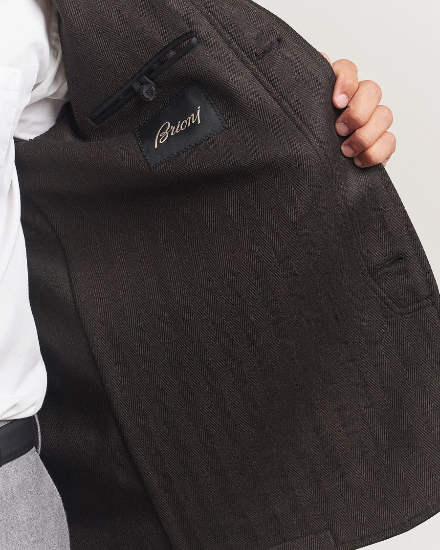 Herre | Jakker | Brioni | Herringbone Hunting Jacket Dark Brown