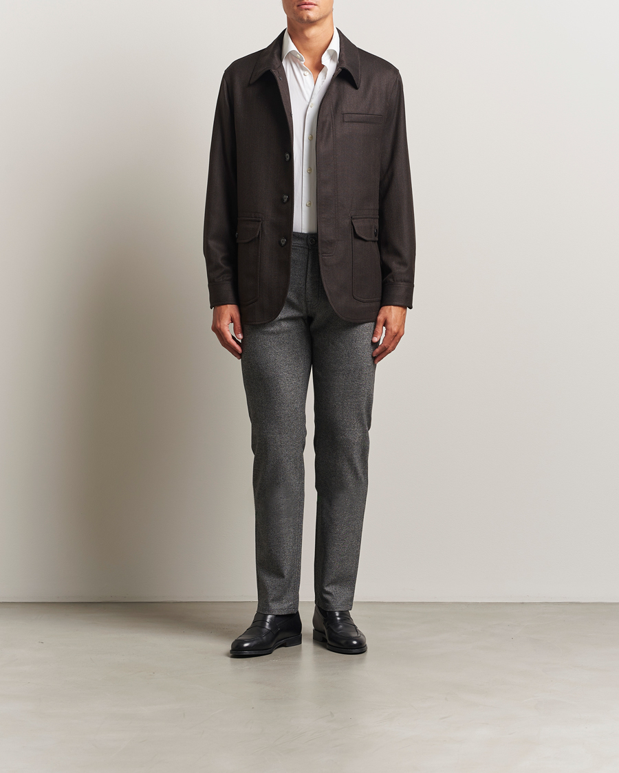 Herre | Bukser | Brioni | 5-Pocket Flannel Pants Grey Melange