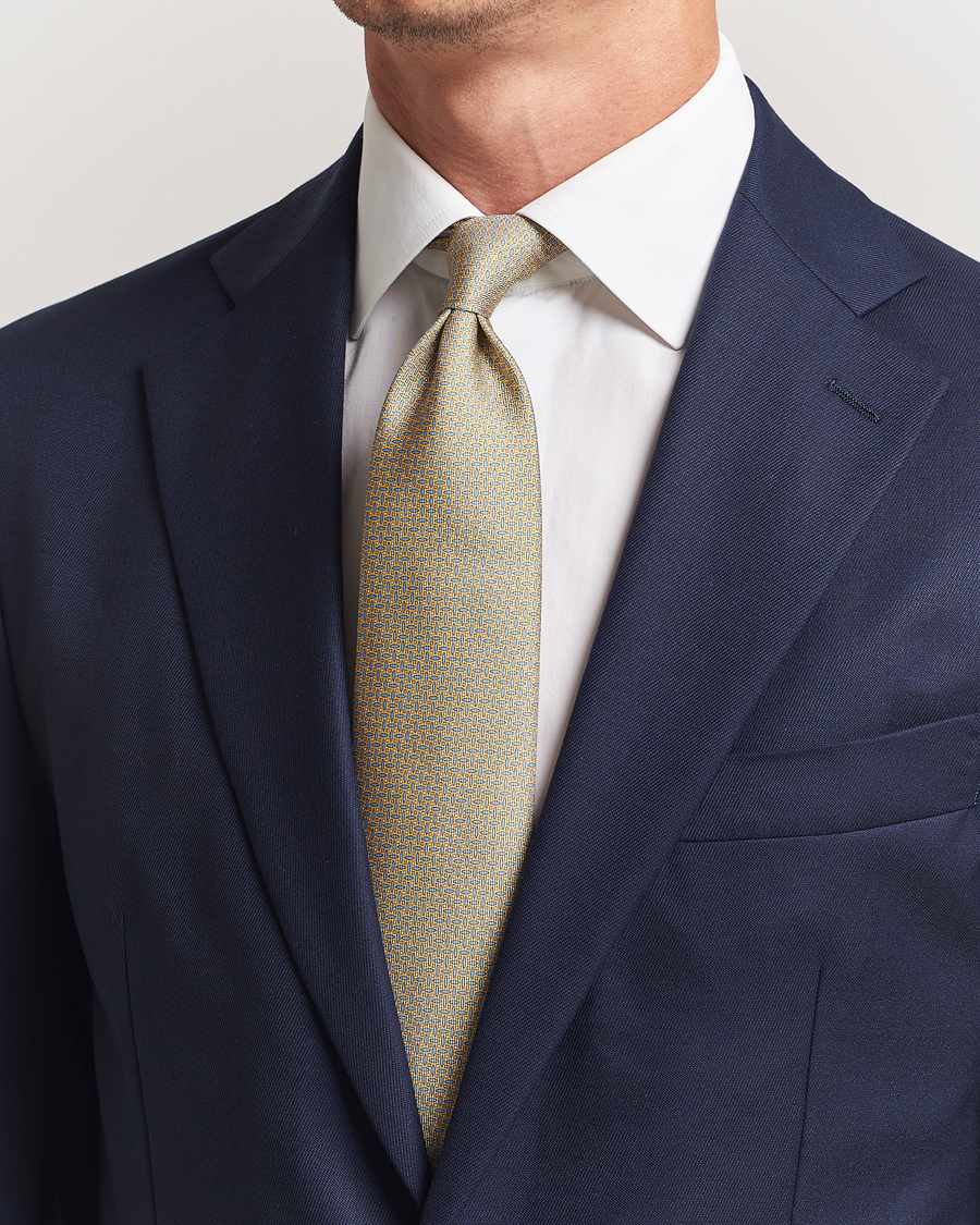 Herre | Slips | Brioni | Printed Silk Tie Yellow