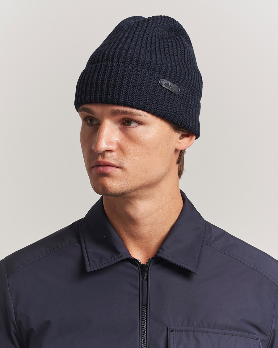 Herre | Luer | Brioni | Rib Wool Beanie Navy