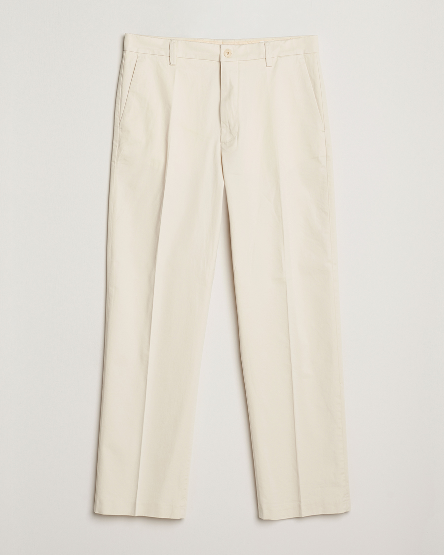 Herre | Bukser | NN07 | Paw Cotton/Lyocell Pleated Trousers Ivory