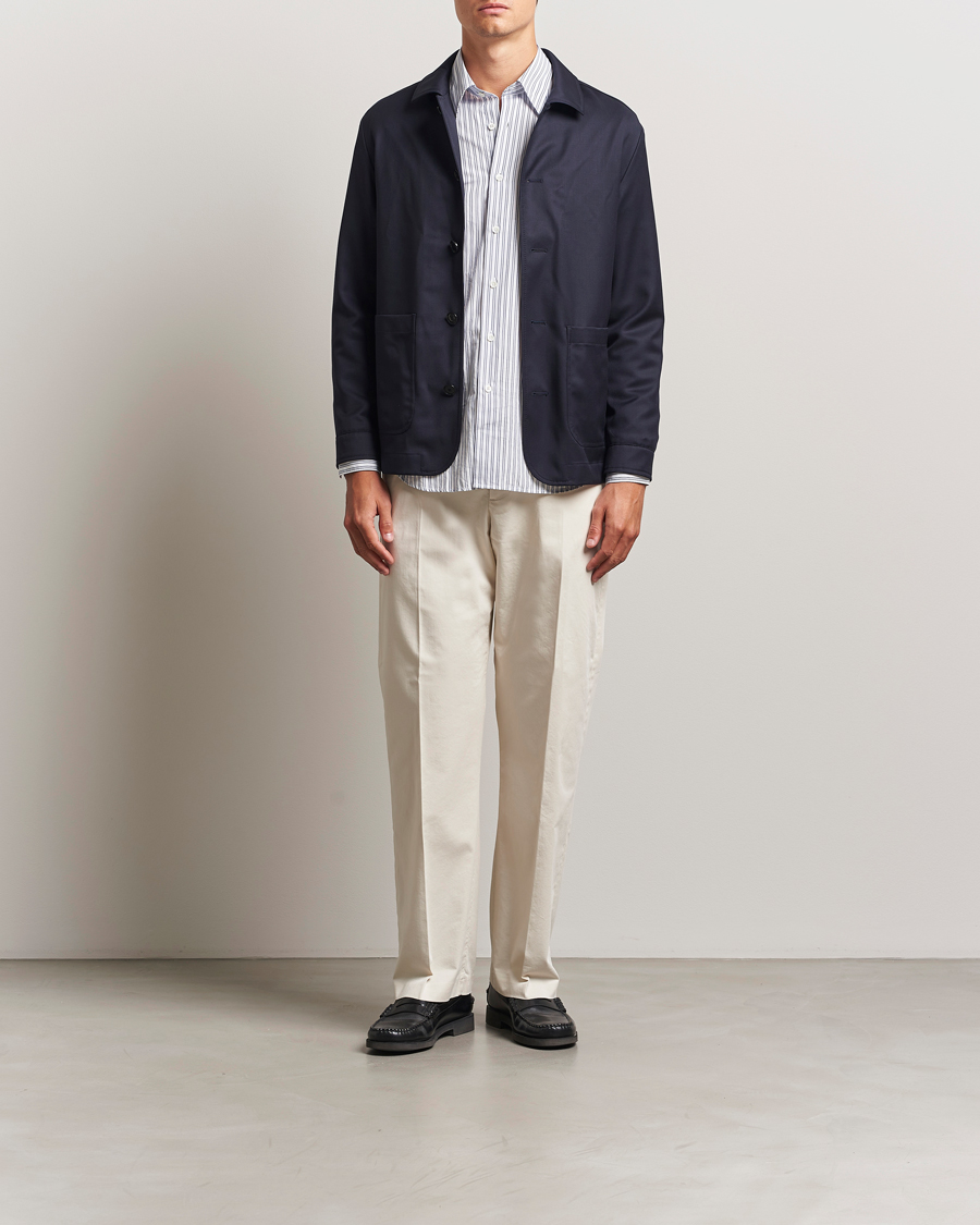 Herre | Bukser | NN07 | Paw Cotton/Lyocell Pleated Trousers Ivory
