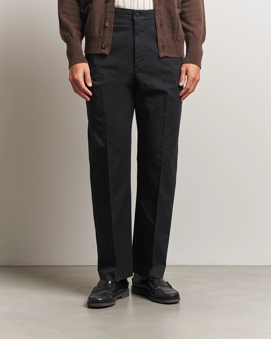 Herre | Bukser | NN07 | Paw Cotton/Lyocell Pleated Trousers Black