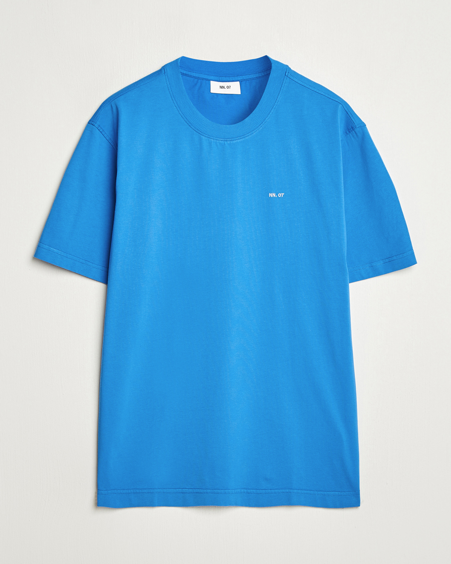 Herre | T-Shirts | NN07 | Adam Logo Crew Neck T-Shirt Blue Quartz
