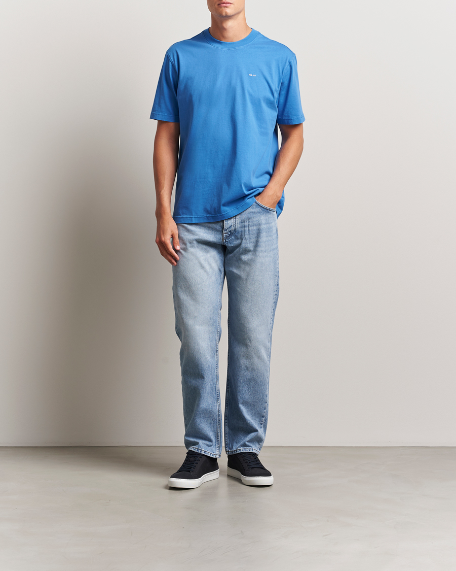 Herre | T-Shirts | NN07 | Adam Logo Crew Neck T-Shirt Blue Quartz