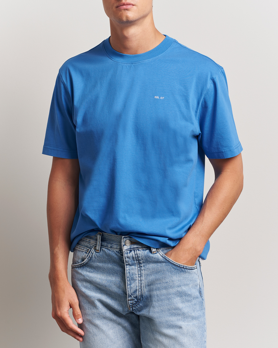 Herre | T-Shirts | NN07 | Adam Logo Crew Neck T-Shirt Blue Quartz