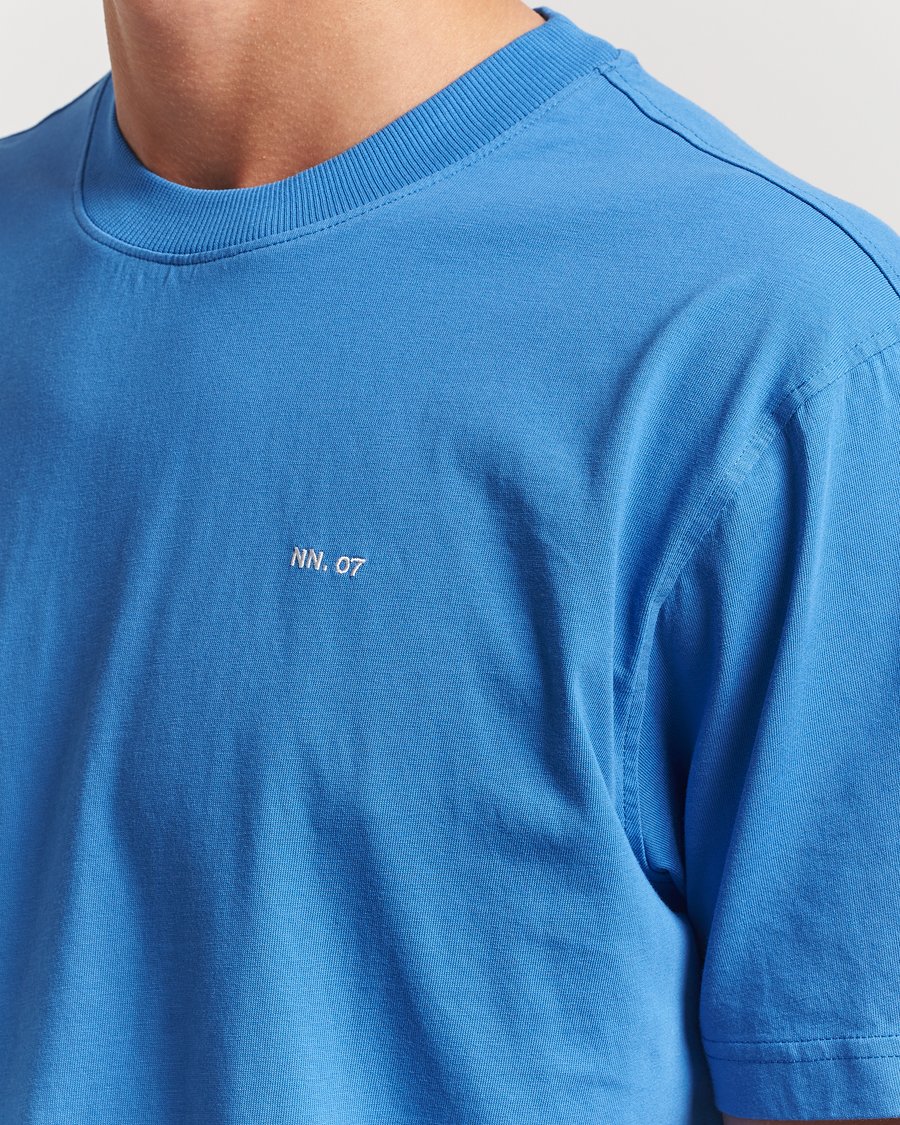 Herre | T-Shirts | NN07 | Adam Logo Crew Neck T-Shirt Blue Quartz