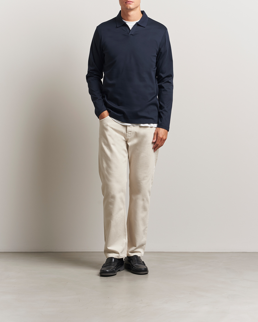 Herre | Pikéer | NN07 | Paul Long Sleeve Polo Navy Blue