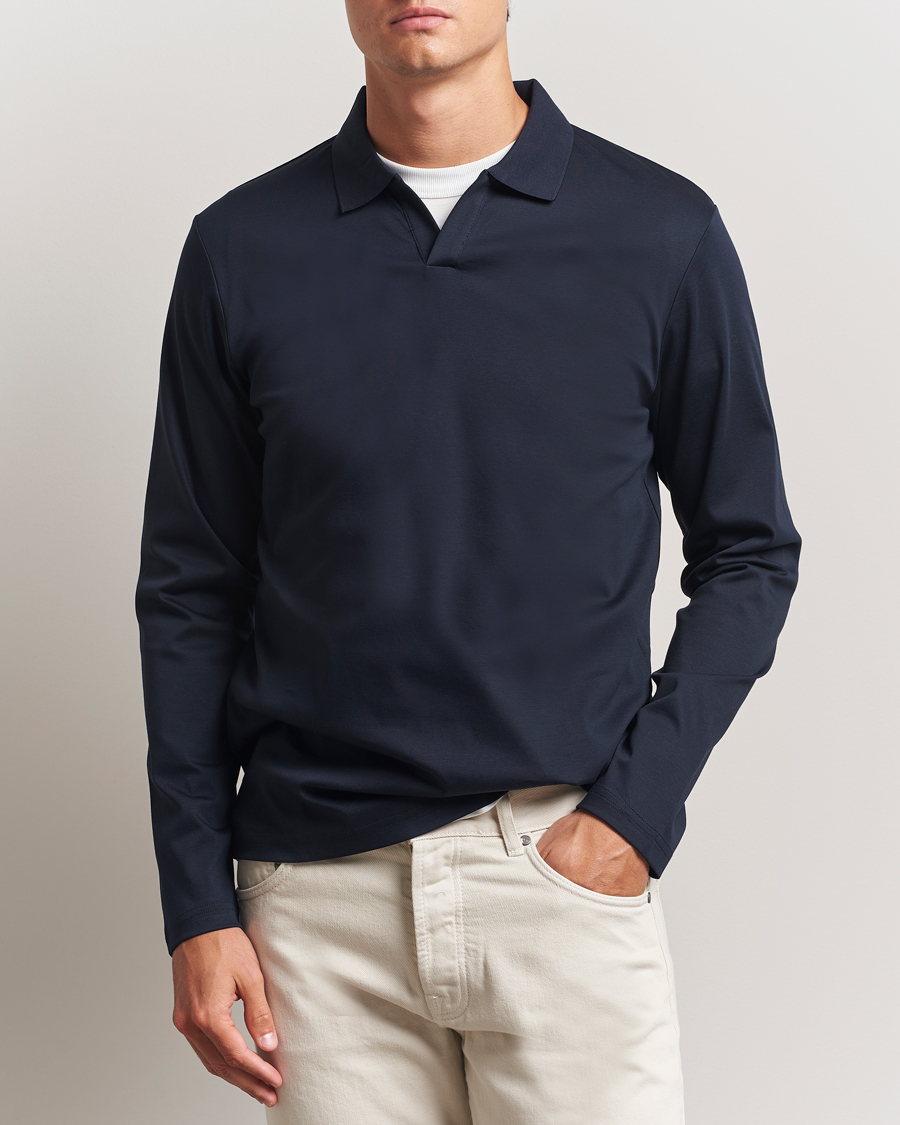 Herre | Pikéer | NN07 | Paul Long Sleeve Polo Navy Blue
