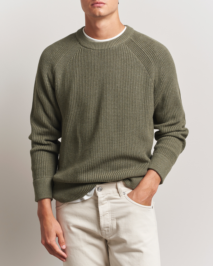 Herre | Gensere | NN07 | Jacobo Cotton Knitted Sweater Capers Green