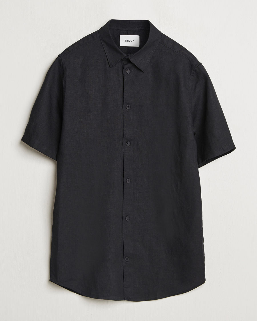 Herre | Skjorter | NN07 | Enzo Linen Short Sleeve Shirt Black