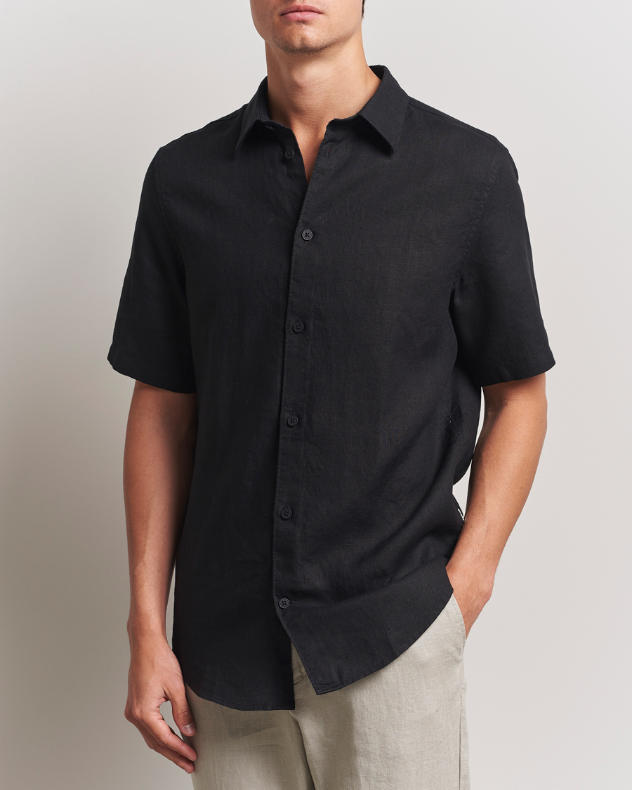 Herre | Skjorter | NN07 | Enzo Linen Short Sleeve Shirt Black