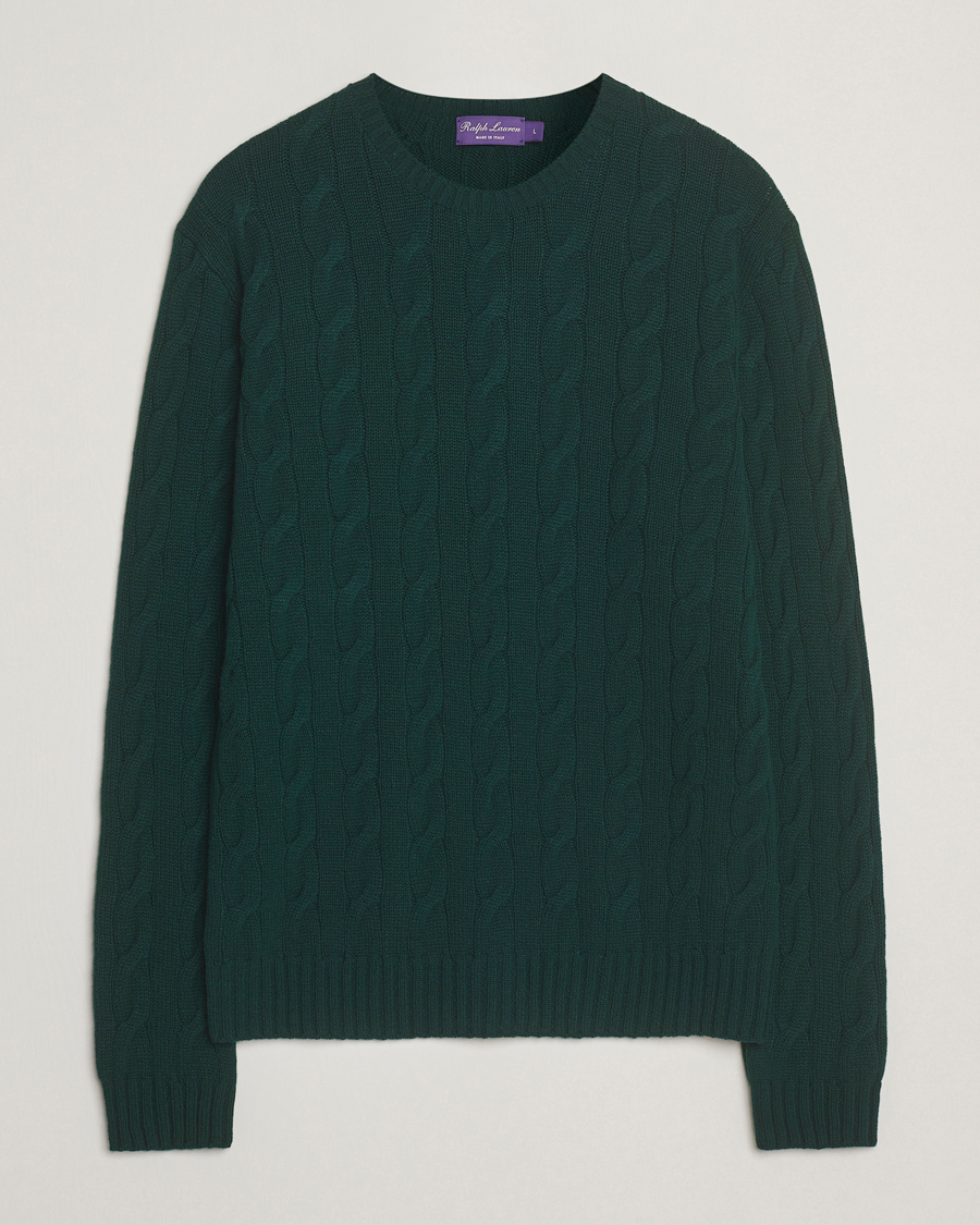 Herre | Gensere | Ralph Lauren Purple Label | Cashmere Cable Sweater Moss Agate
