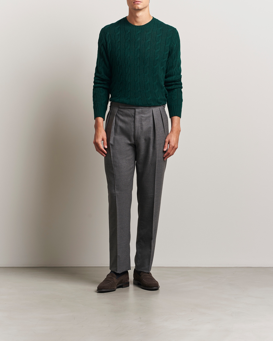 Herre | Gensere | Ralph Lauren Purple Label | Cashmere Cable Sweater Moss Agate