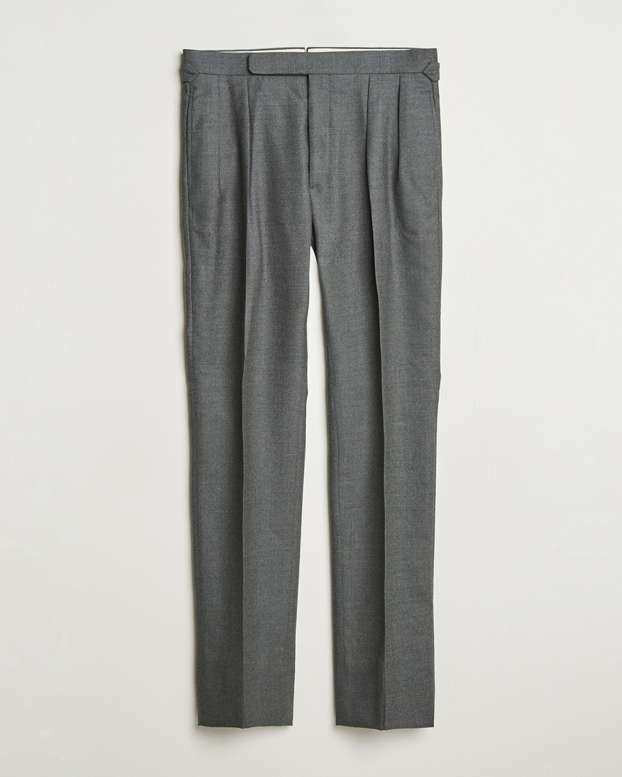 Herre | Bukser | Ralph Lauren Purple Label | Worsted Flannel Trousers Light Grey