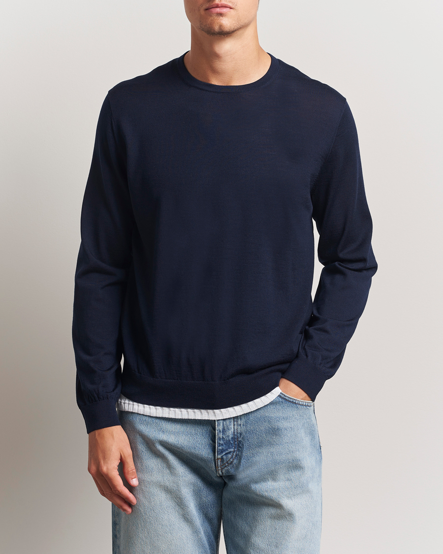 Herre | Gensere | Sunflower | Merino Crew Neck Navy