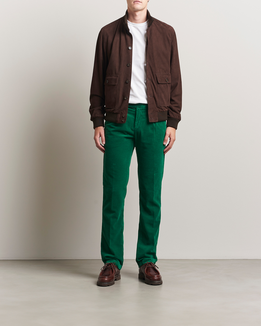 Herre | Bukser | Massimo Alba | Ionio Pleated Corduroy Pants Green