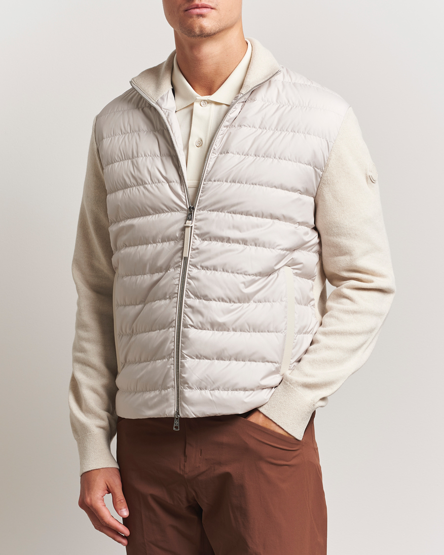 Herre | Gensere | Moncler | Full Zip Padded Cardigan Off White